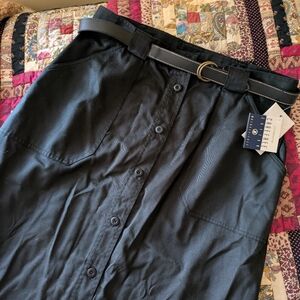 NWT Cotton Button Front Skirt w/ Belt